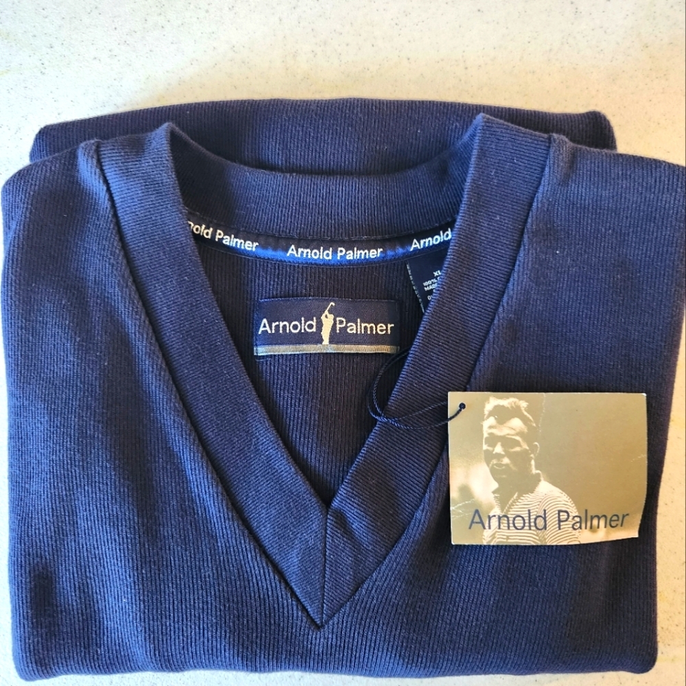 NWT Arnold Palmer Navy Vest XL Golf Work Casual 100% Cotton